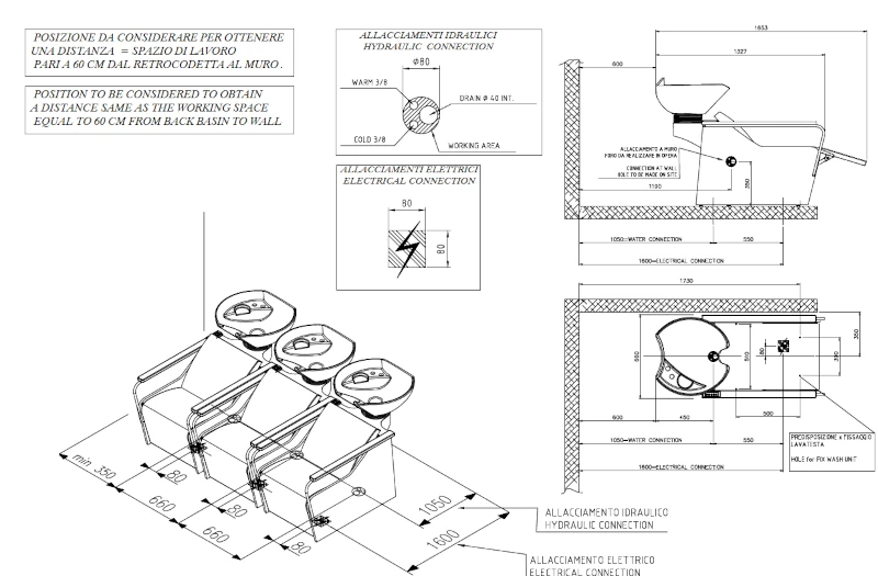 allacciamento misure tecniche lavatesta I Love Ny