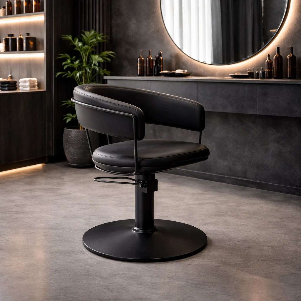poltrona Posh per parrucchieri nera ambienta