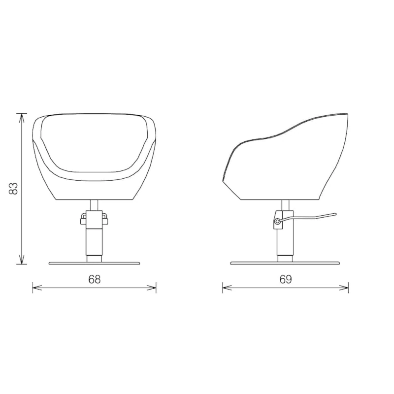 misure tecniche poltrona Funky per parrucchieri