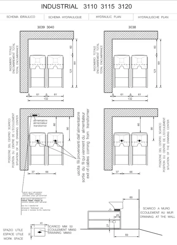 schema idraulico allacciamento Lavatesta industrial